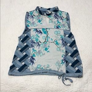 Anthropologie Blue Patchwork Tank sz L New